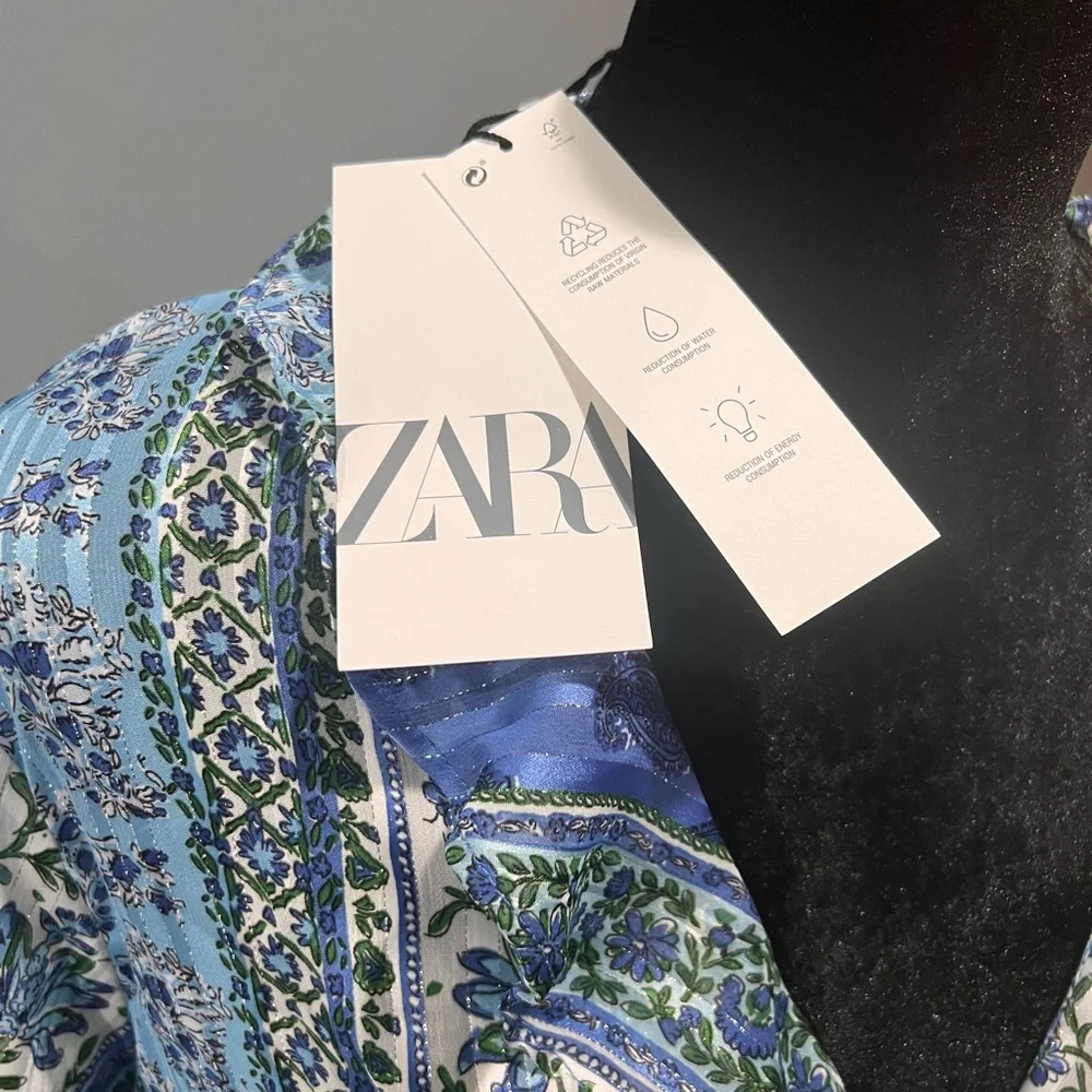 Brand new Flowy Zara top! Gorgeous blue! - Picture 4 of 8